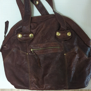 Large leather tote Gustto dark brown